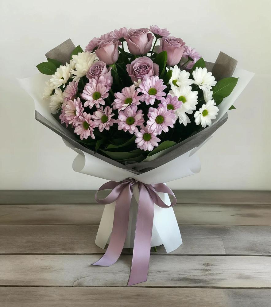 Букет цветов из: Хризантемы и Розы в Комсомольском Республика Дагестан
