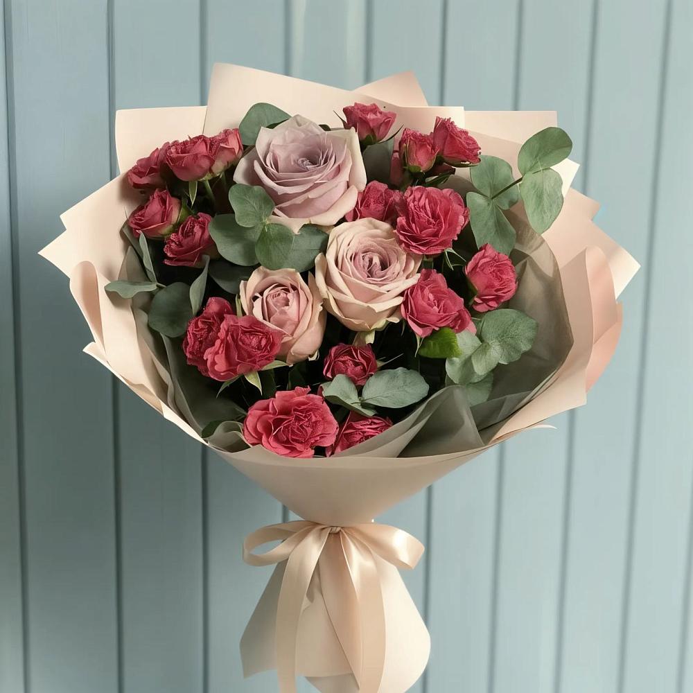 Букет цветов из: Гвоздики и Розы в Комсомольском Республика Дагестан