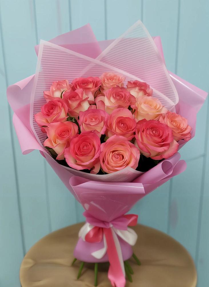 Букет 15 Розовых роз Равель в Комсомольском Республика Дагестан