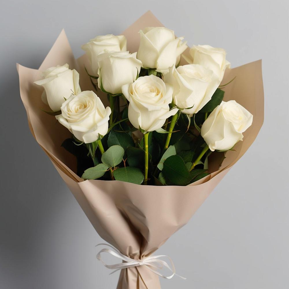 Букет 9 Белых роз Эдлесс Лав в Комсомольском Республика Дагестан