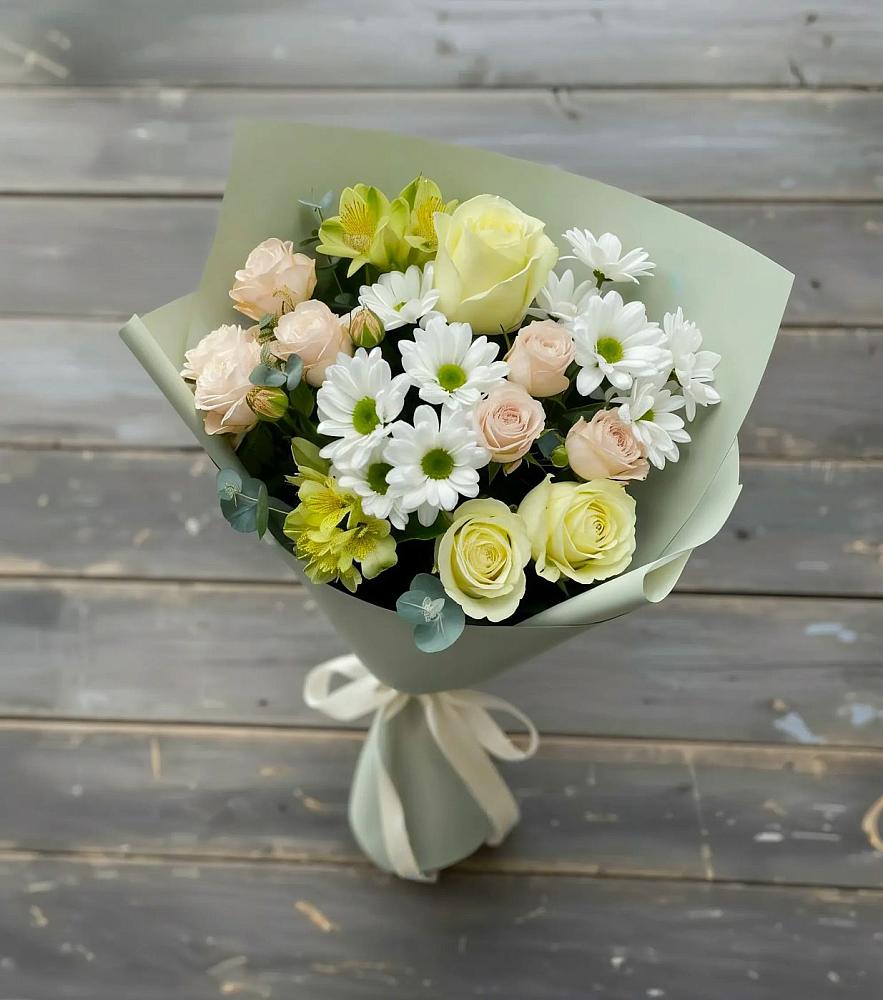 Букет цветов из: Альстромерии, Розы и Хризантемы в Комсомольском Республика Дагестан