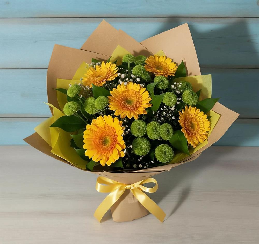 Букет цветов из: Герберы и Хризантемы в Комсомольском Республика Дагестан
