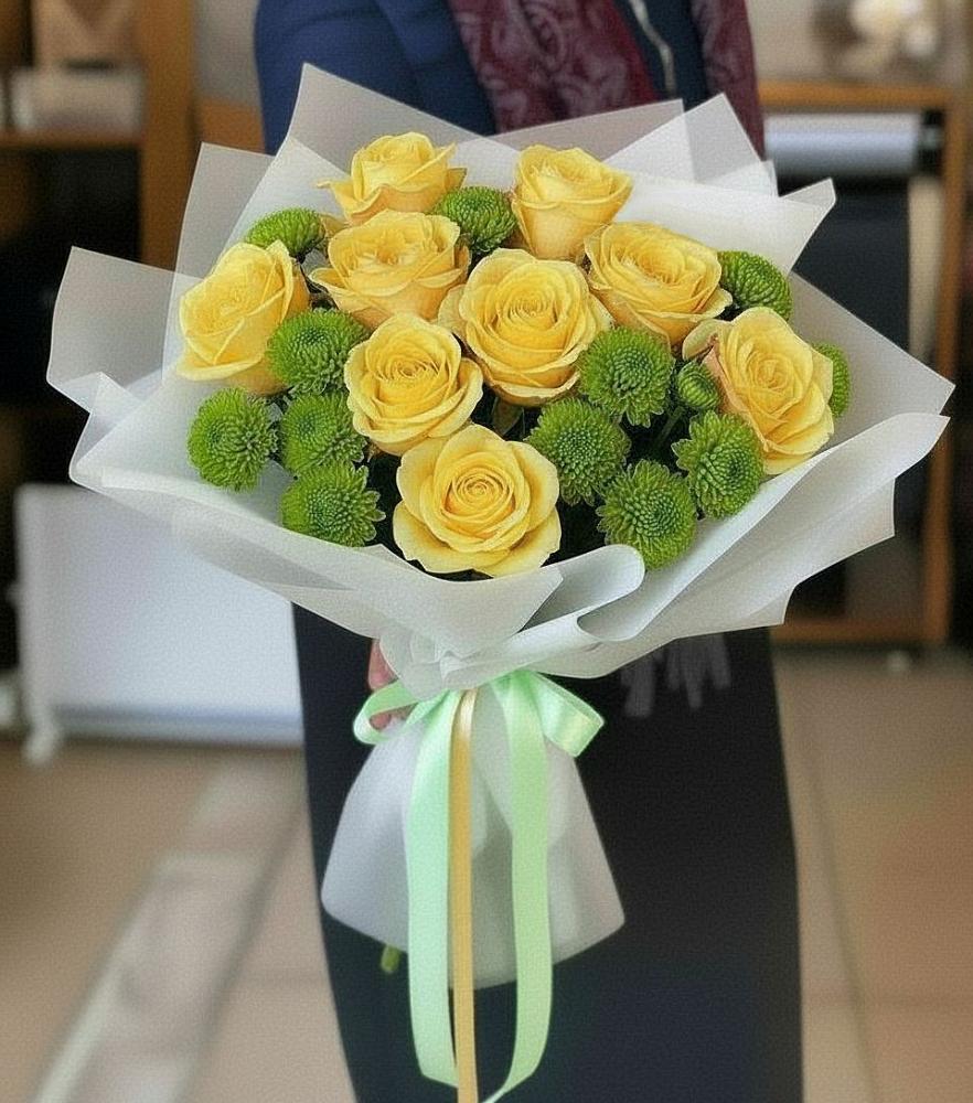 Букет цветов из: Хризантемы и Розы в Комсомольском Республика Дагестан