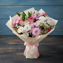 Букет цветов из:  Хризантемы, Альстромерии и Розы #REPLACE_PRED# Комсомольском Республика Дагестан