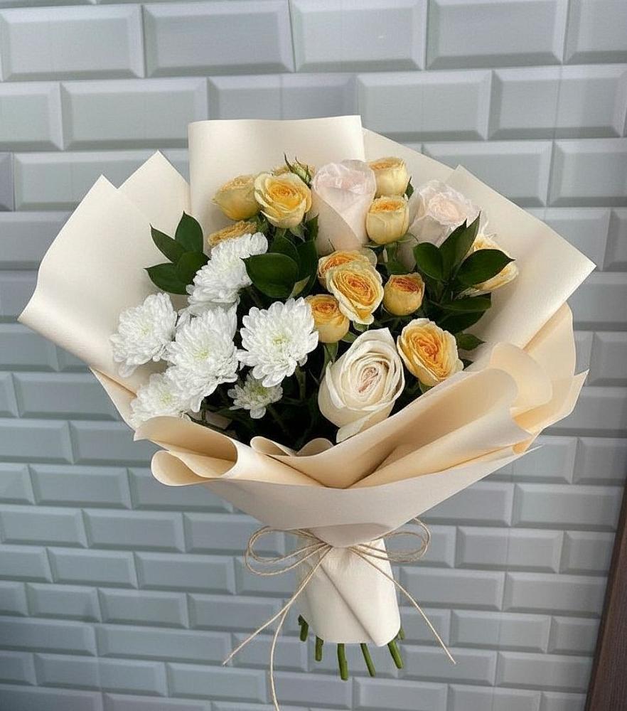 Букет цветов из: Розы и Хризантемы в Комсомольском Республика Дагестан