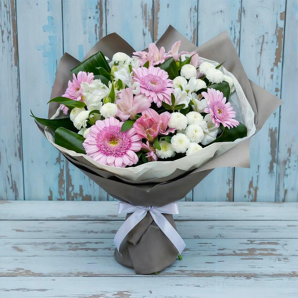 Букет цветов из: Герберы, Альстромерии и Хризантемы в Комсомольском Республика Дагестан
