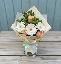 Букет цветов из:  Герберы, Розы и Хризантемы #REPLACE_PRED# Комсомольском Республика Дагестан